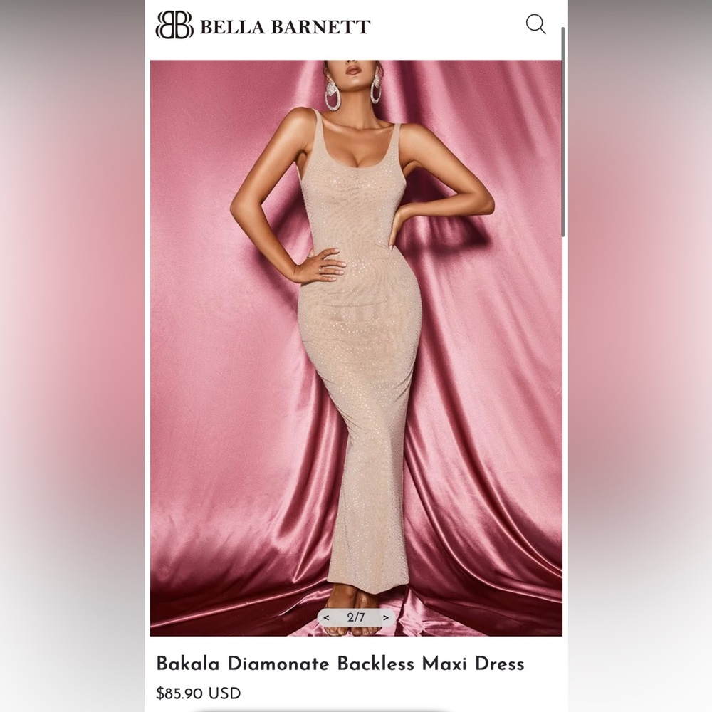 Bella Barnett Bakala DiamonateBackless Maxi Dress Size M